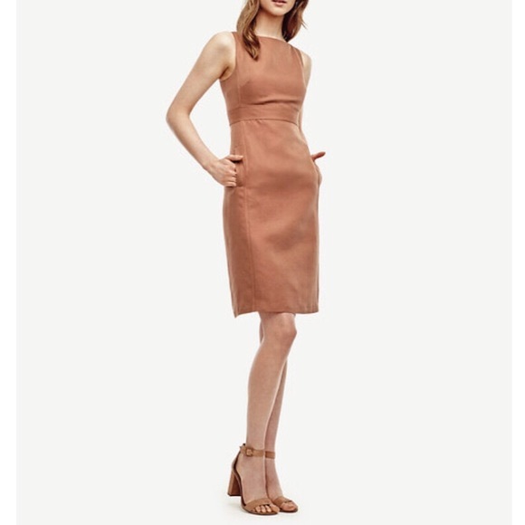 Ann Taylor Dresses & Skirts - Ann Taylor Linen Sheath Dress (Rusty Tan Brown)